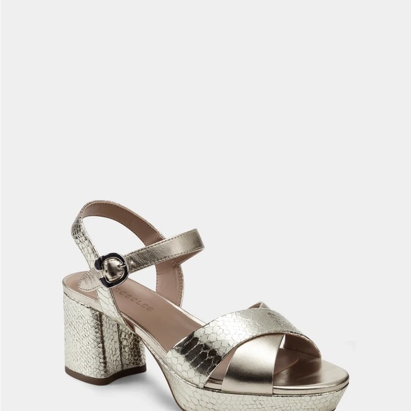 Aerosoles Gold Block Heel Sandals - Picture 1 of 5